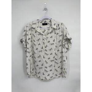 Lane Bryant Leopard Animal Print Lightweight Short Sleeve Button Down 14